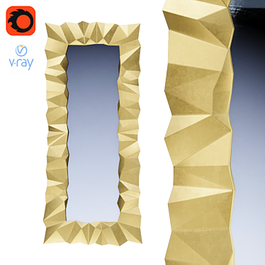 Gilded Mirror with Asymmetric Facets 3D model image 1 