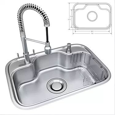 DS740 Luxury Sink with Mixer 3D model image 1 