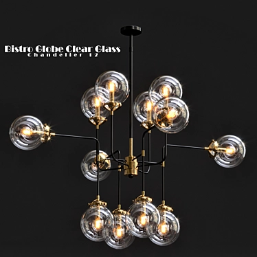 Elegant Clear Glass Chandelier 3D model image 1 