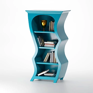 Flowing Curves Bookcase: Ample Storage & Artistry 3D model image 1 