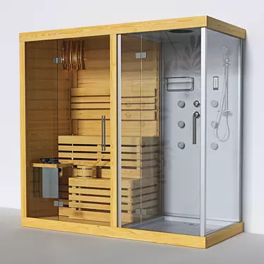 Finnish Sauna with Shower: Compact and Luxurious 3D model image 1 