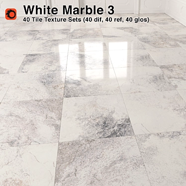 Elegant White Marble Tiles - 3 3D model image 1 