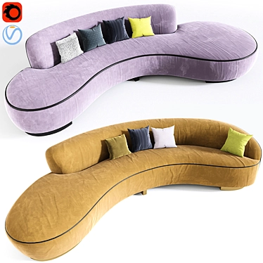 Sleek Serpentine & Curvy Vladimir Sofas 3D model image 1 