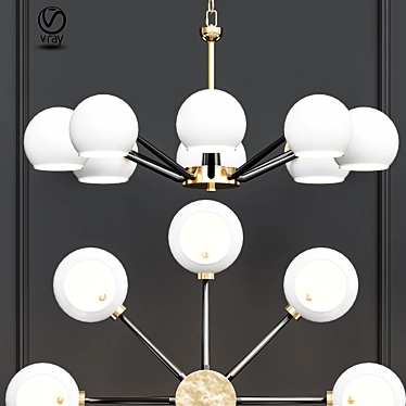 Elegant White Glass Thalia Chandelier 3D model image 1 