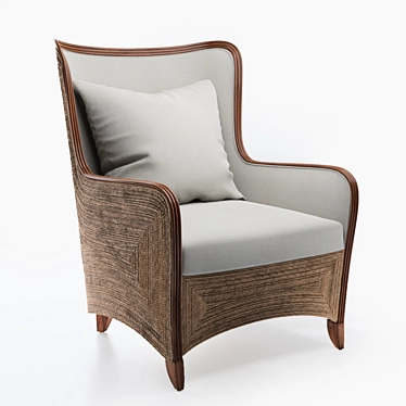 Kingston Wing Chair: Refined Elegance in Natural Rattan 3D model image 1 