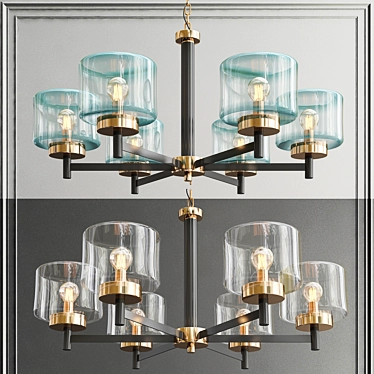 Designer Glass Chandelier: Postmodern Elegance 3D model image 1 