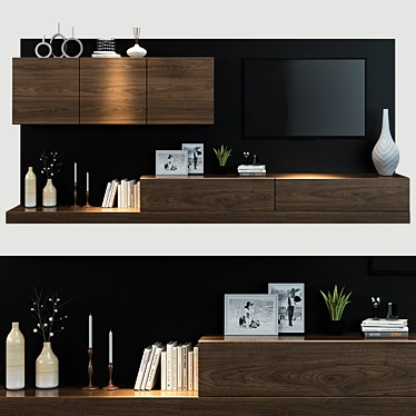13-Inch TV Shelf: Compact & Stylish 3D model image 1 