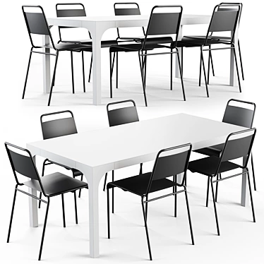 Aqua Virgio Dining Set: CB2 Table & Lucinda Stacking Chairs 3D model image 1 