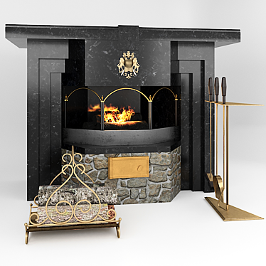 Glossy PBR Fireplace 3D model image 1 