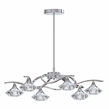 Elegant Crystal Chrome Ceiling Chandelier 3D model image 1 