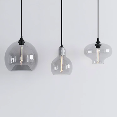 Moonlight 1-Light Pendant: Transparent Shade, Black Finish 3D model image 1 