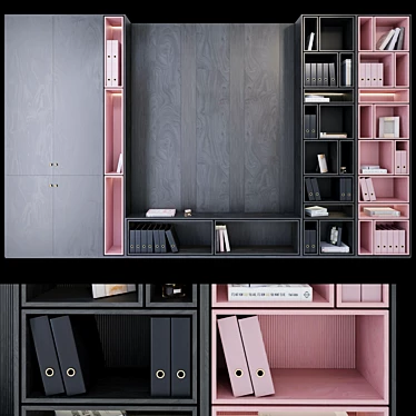 Black & Pink Plywood Wardrobe 3D model image 1 