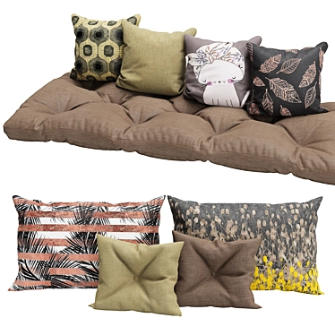Elegant Trio: Decorative Pillows Set 3D model image 1 
