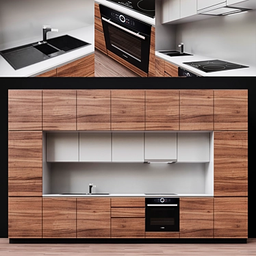 Sleek Kitchen with Spacious Design 3D model image 1 