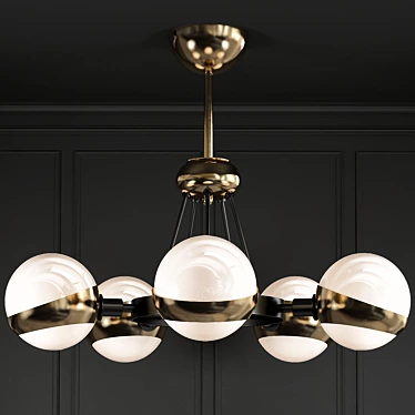 Elegant Brass Ball Chandelier 3D model image 1 