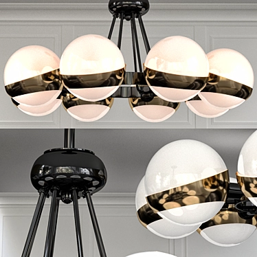 Elegant Brass Chandelier - Hold Ball 3D model image 1 