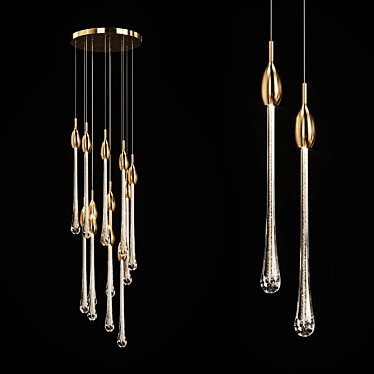 Elegant Golden Drop Pendant Lamp 3D model image 1 