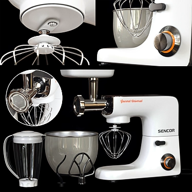 Sencor 5.8qt Stand Mixer: White Excellence 3D model image 1 