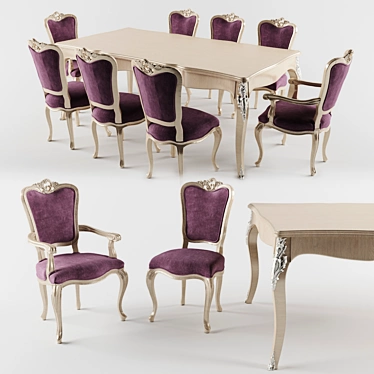 Modern Dining Set - Table + Chairs 3D model image 1 