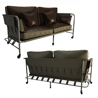 Darwin Military Sofa: Retro Style with a Militaristic Twist 3D model image 1 