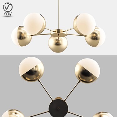 Copper Glow 5-Light Chandelier 3D model image 1 