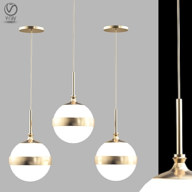 Elegant Gold Pendant Light 3D model image 1 