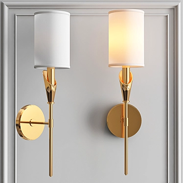 Modern Brass and White Wall Sconce 3D model image 1 