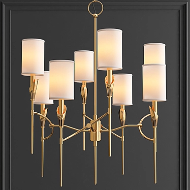 Modern Brass and White Chandelier 3D model image 1 