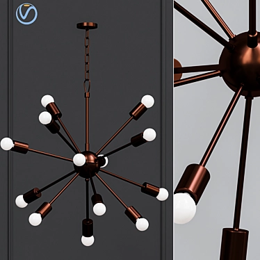 Rustic Sputnik Chandelier: Industrial Elegance 3D model image 1 