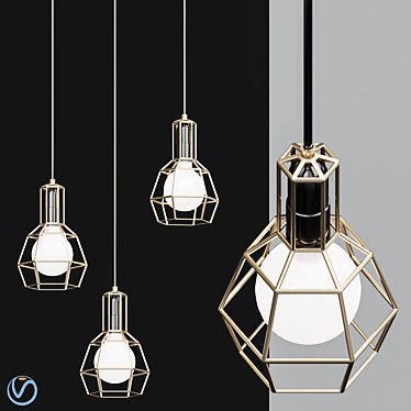 Sleek Metal Pendant Work Lamp 3D model image 1 