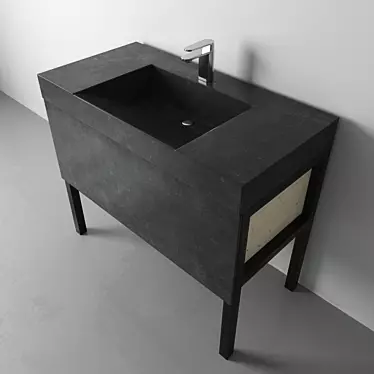 Iceberg concrete sink on a metal base with drawer