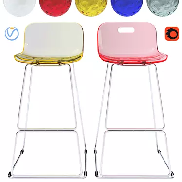 Modern Petal Bar Stool 3D model image 1 