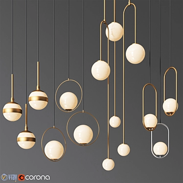 Sleek Pendant Light Set - 4 Unique Designs 3D model image 1 