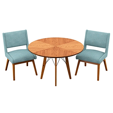 Blue Bliss: 3-Piece Dining Set 3D model image 1 