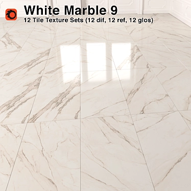 White Marble Tiles - High Quality Material 3D model image 1 
