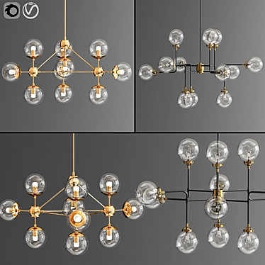 Mid-Century Parlor Chandelier 12-Light Pendant 3D model image 1 