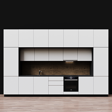 Sleek Modern Kitchen Unit 3D model image 1 