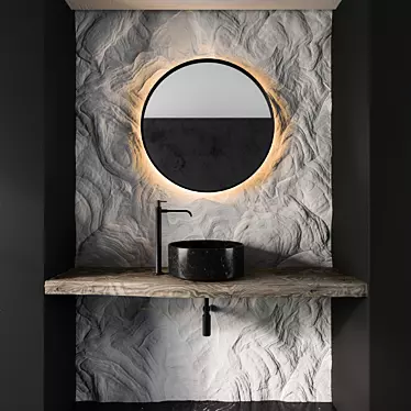 Gray Rock Wall Bathroom Furniture 3D model image 1 