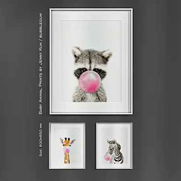 Baby Animal Prints by Jenny Kun / Bubblegum. Size: 830x650mm.