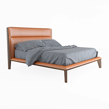 Elegante Canaletta Walnut Leather Bed 3D model image 1 