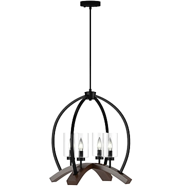 Arden 22-inch Matte Black Cage Chandelier 3D model image 1 