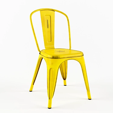 Rustic Yellow Stackable Metal Chair 3D model image 1 