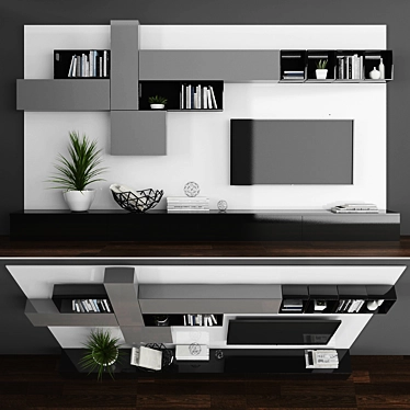 Sleek TV Stand Set 074 3D model image 1 