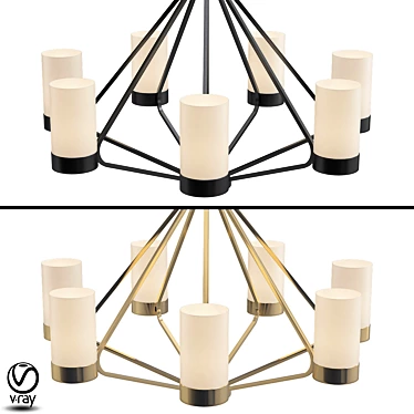 Bronze Beauty: 7-Light Glass Chandelier 3D model image 1 