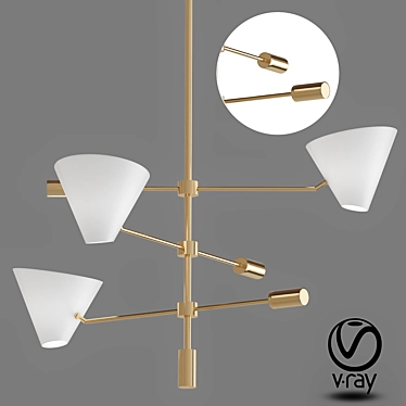 Italian Metal Chandelier: Contemporary Loft Pendant 3D model image 1 