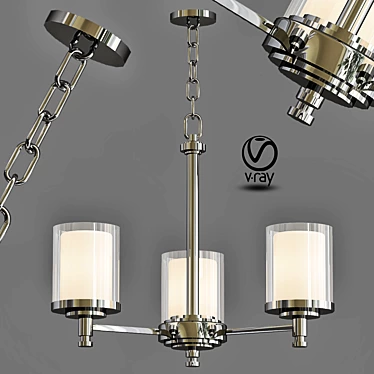 Elegant Burbank 3-Light Pendant 3D model image 1 