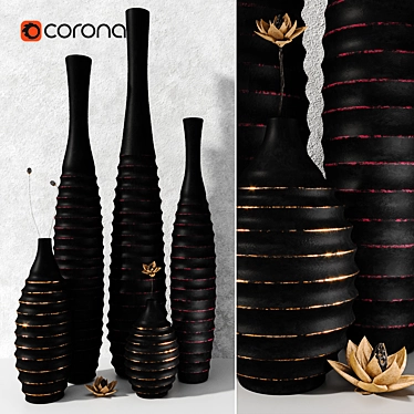 Black decor vases set