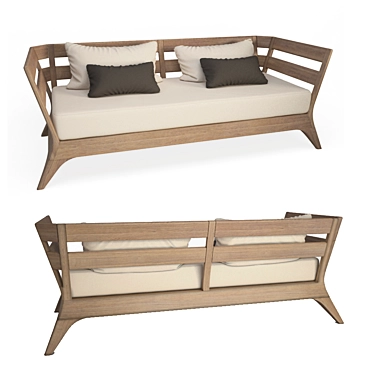 Modern Wooden Outdoor Terrace Sofa 3D model image 1 