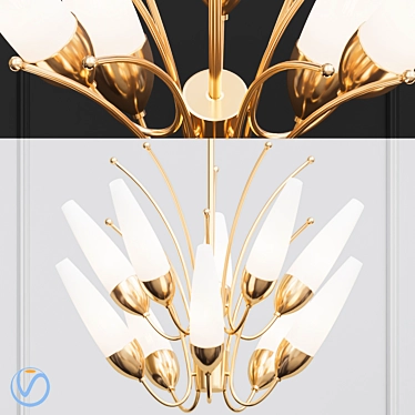 Elegant Aged Brass Chandelier 3D model image 1 