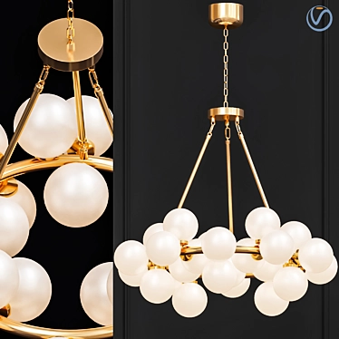 Elegant Satin Gold Chandelier 3D model image 1 